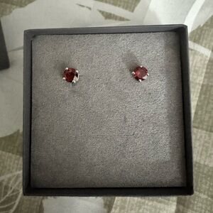 Elegant Red Stud Earrings Garnet